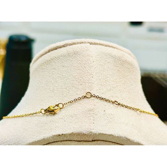 Gold-Plated Initial Bar Pendant Necklace 14k Over‎ stainless steel - Picture 7 of 16
